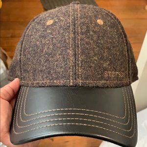 Stetson wool cap with leather brim